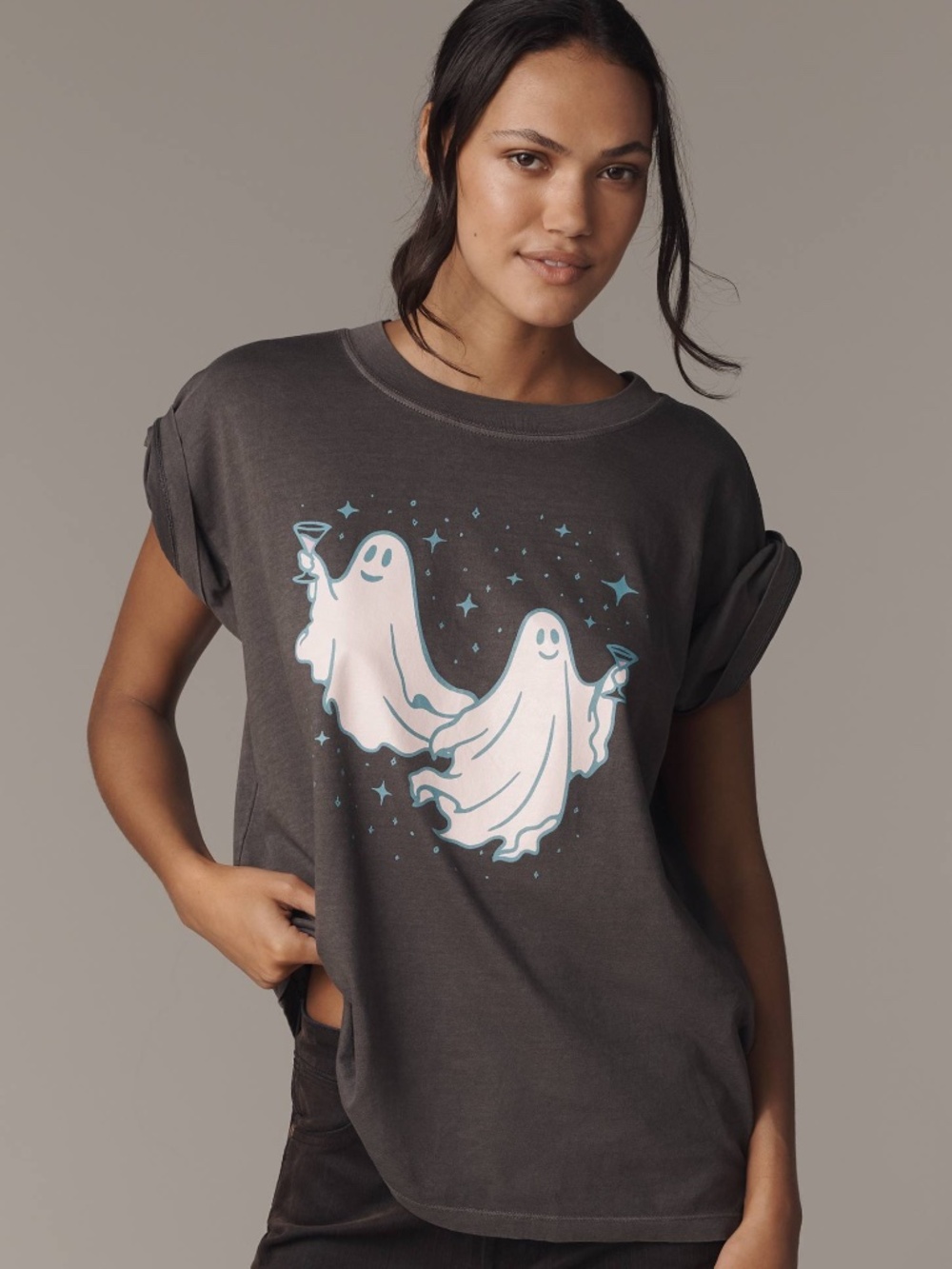 Anthropologie Girl Dangerous Martini Ghosts Graphic T-Shirt
